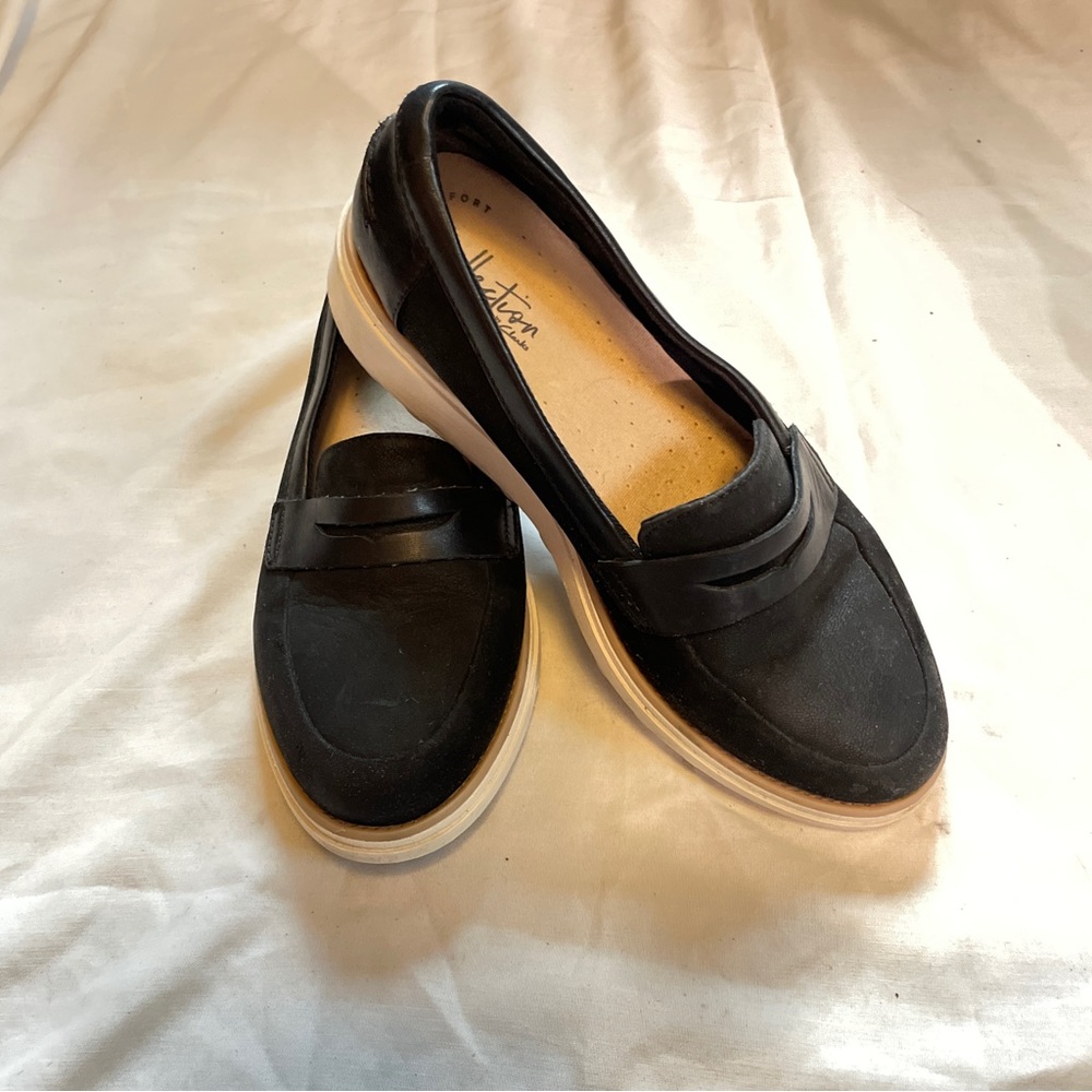 Clarks Sharon Ranch Penny Loafer Women's 8.5 W Black
